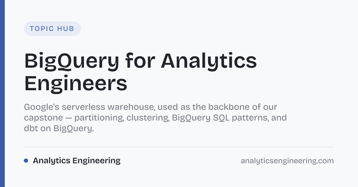 BigQuery for Analytics Engineers — SQL, dbt, Cost Control & Patterns ...
