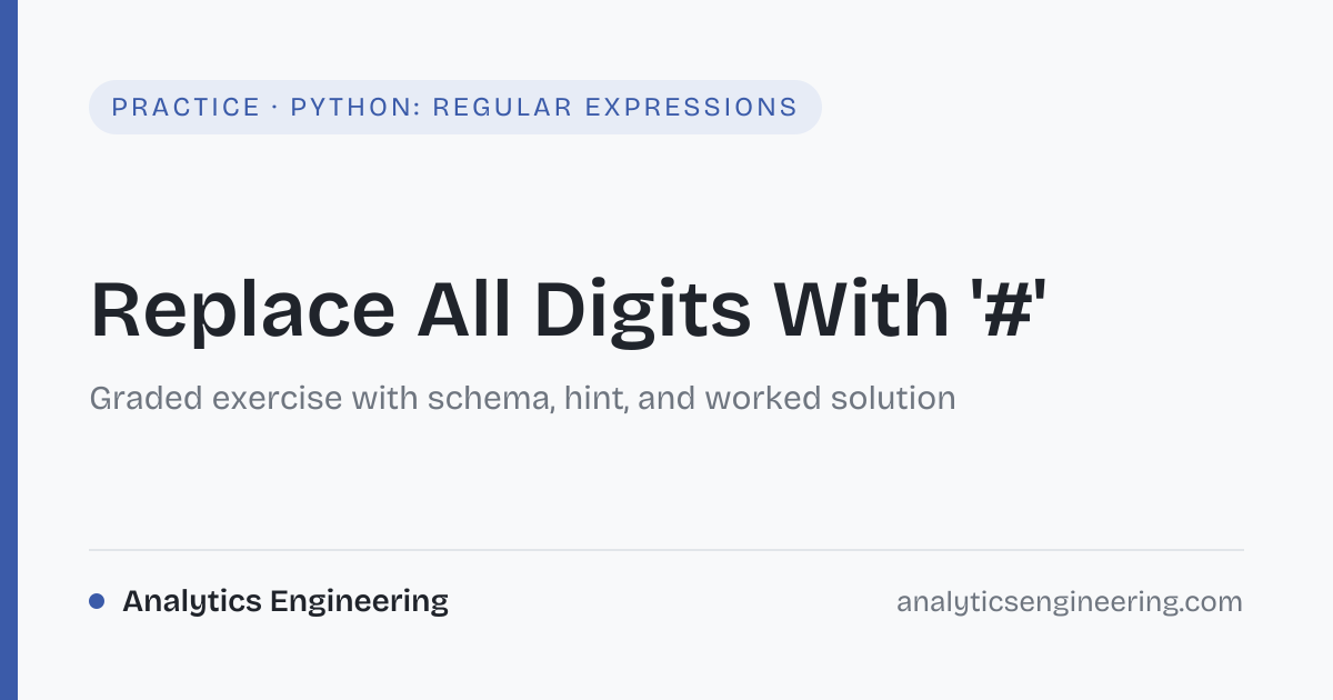 Replace All Digits With '#' · Python: Regular Expressions · Analytics ...