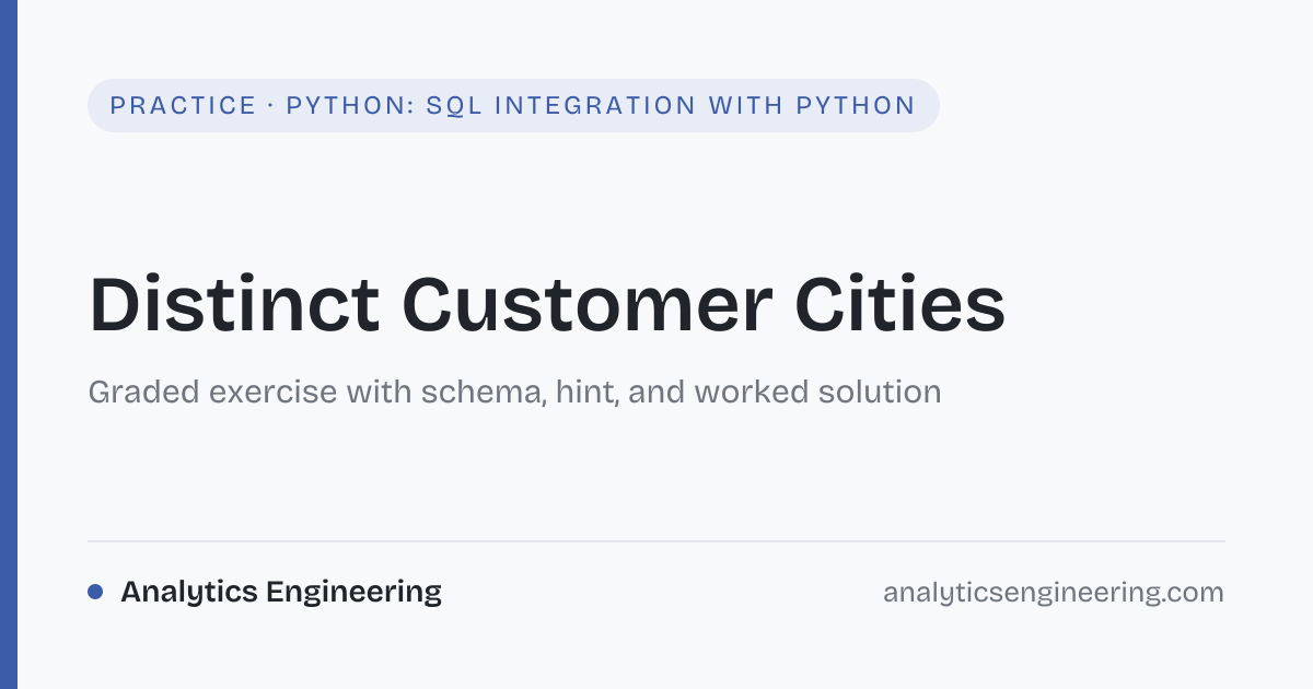 Distinct Customer Cities · Python: SQL Integration With Python ...
