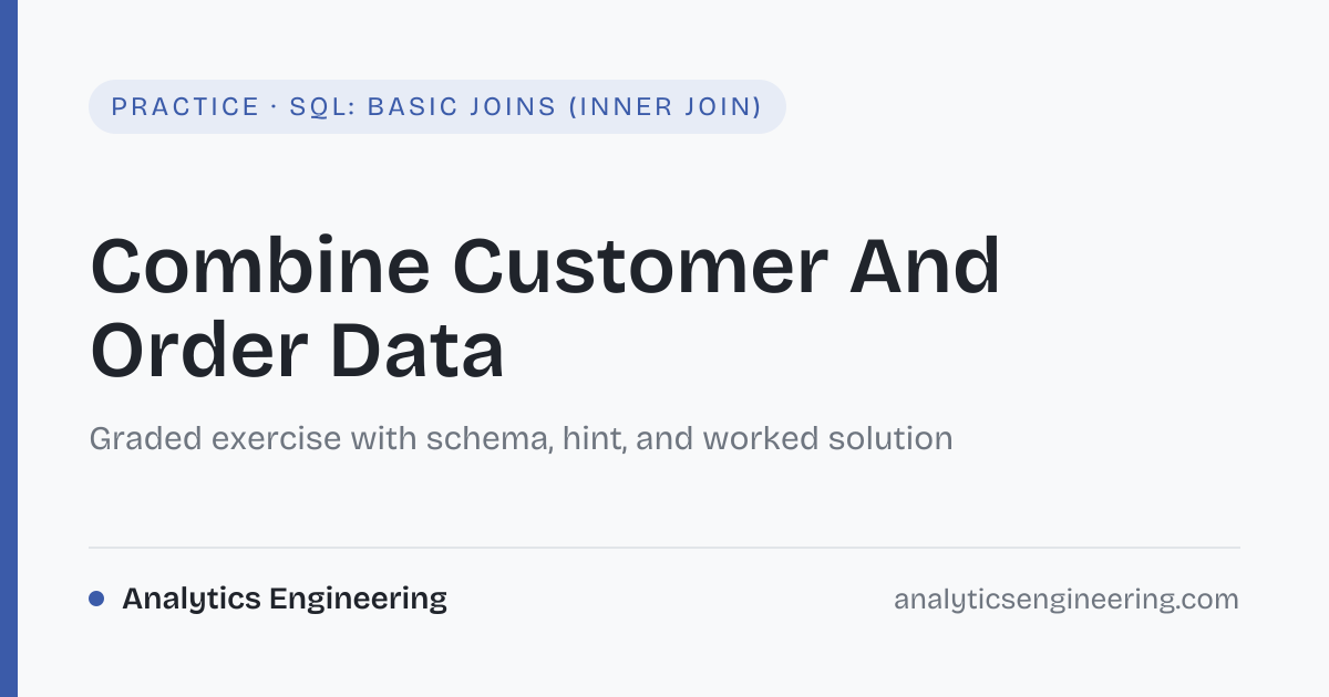 Combine Customer And Order Data · SQL: Basic Joins (INNER JOIN ...