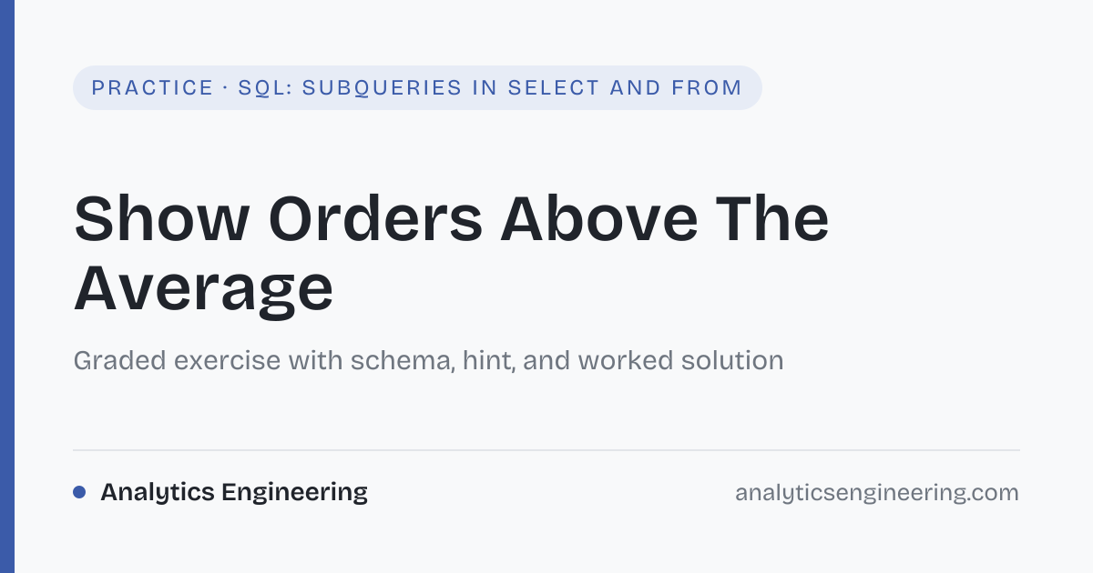 Show Orders Above The Average · SQL: Subqueries In SELECT And FROM ...