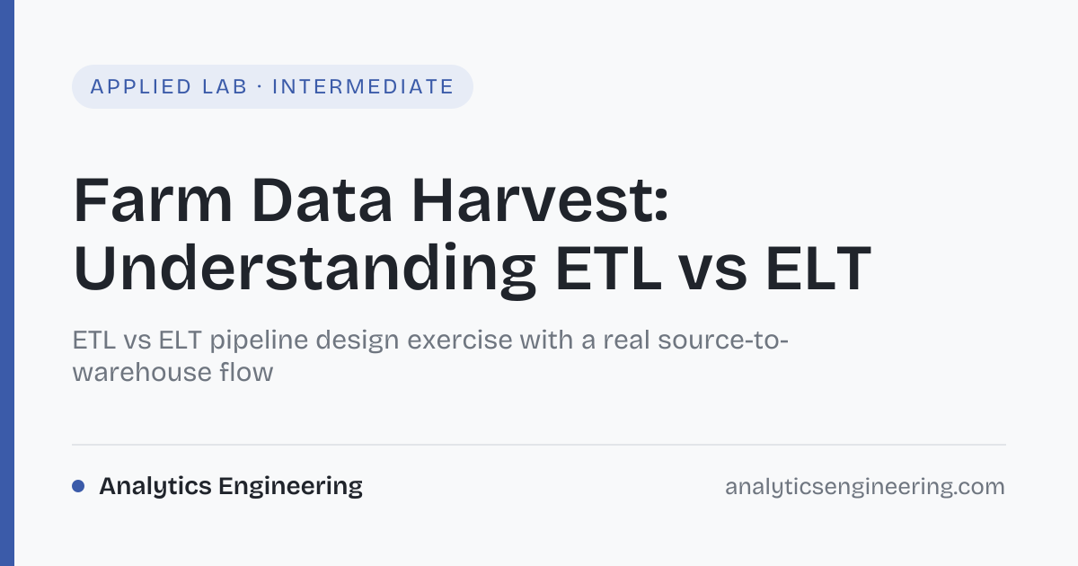 Farm Data Harvest: Understanding ETL vs ELT · Analytics Engineering
