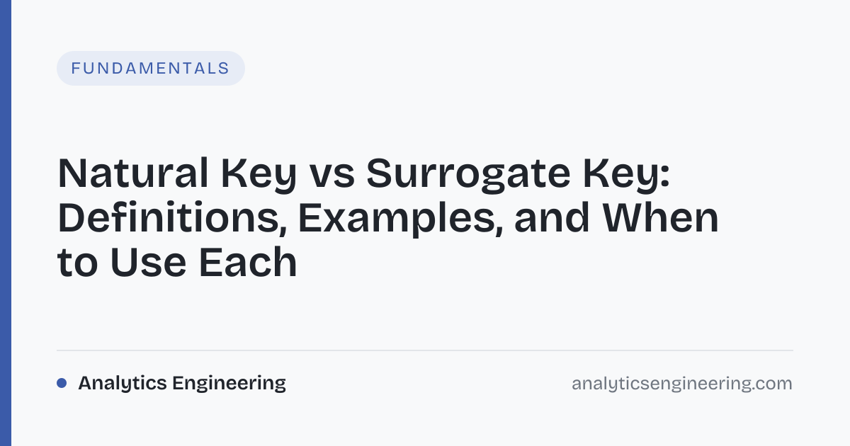 Surrogate vs Natural Keys: Database Key Choice · Analytics Engineering